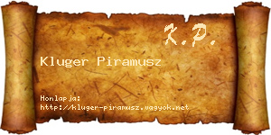 Kluger Piramusz névjegykártya